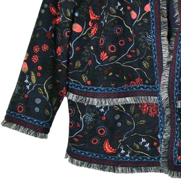 LOFT Primavera Strawberry Floral Fringe Blazer Size 14 - Picture 2 of 12